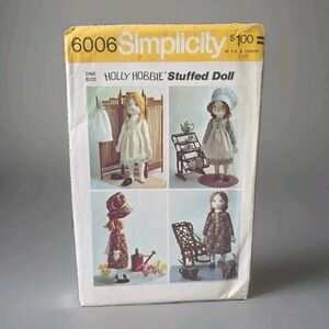 6006 Simplicity Sewing Pattern Holly Hobbie Stuffed Doll Vintage 1970s Uncut
